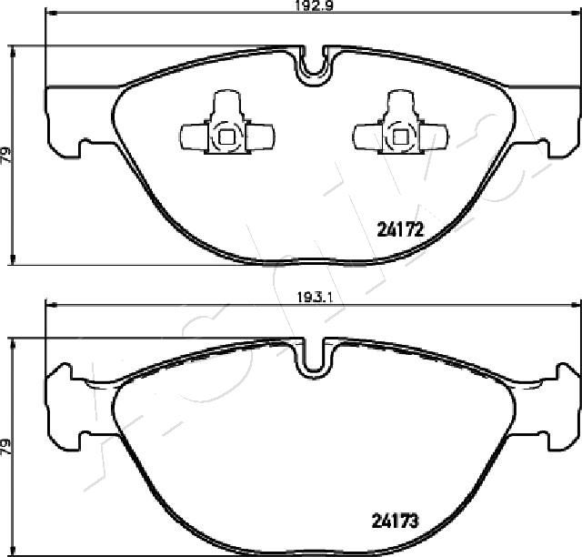 Комплект гальмівних накладок, дискове гальмо, Ashika 50-00-0134