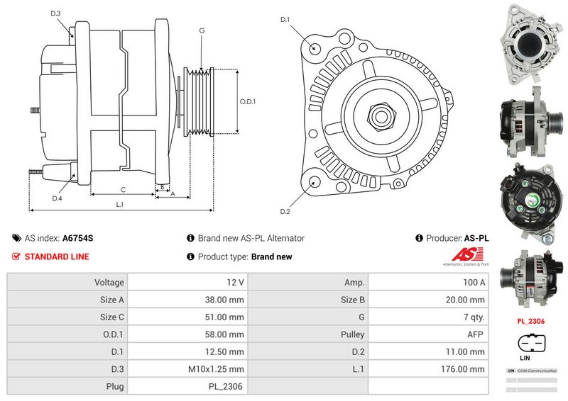 AS-PL A6754S Alternator