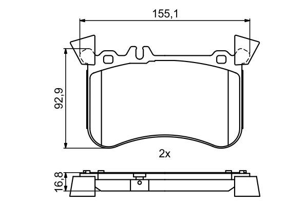 Комплект гальмівних накладок, дискове гальмо, Bosch 0986495398