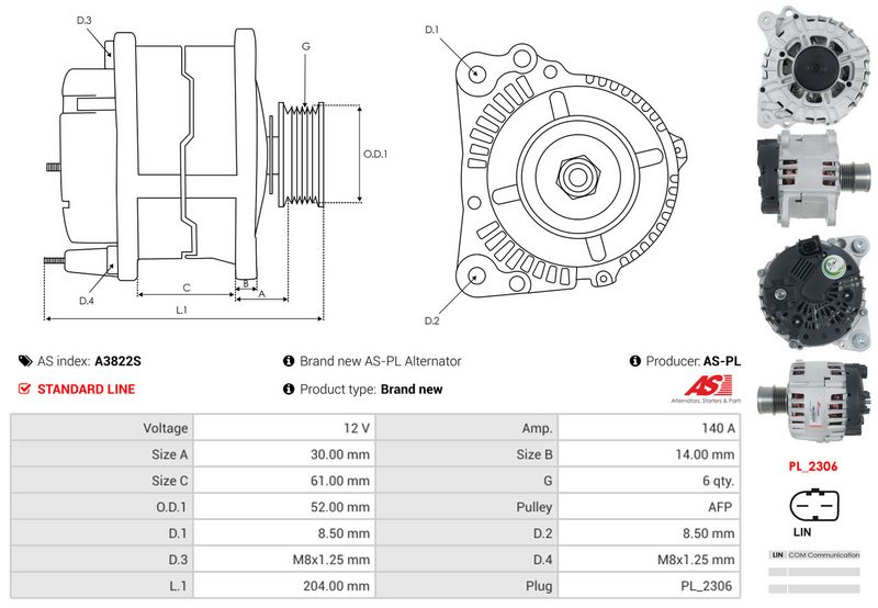 AS-PL A3822S Alternator