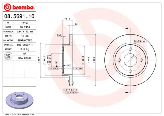 BREMBO féktárcsa 08.5691.10