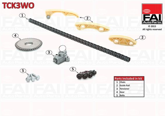 Комплект ланцюгів привода, Fai Autoparts TCK3WO