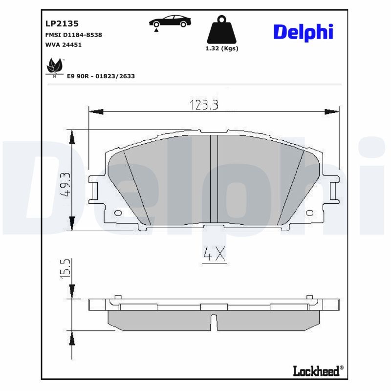 Piduriklotsi komplekt, ketaspidur, DELPHI LP2135