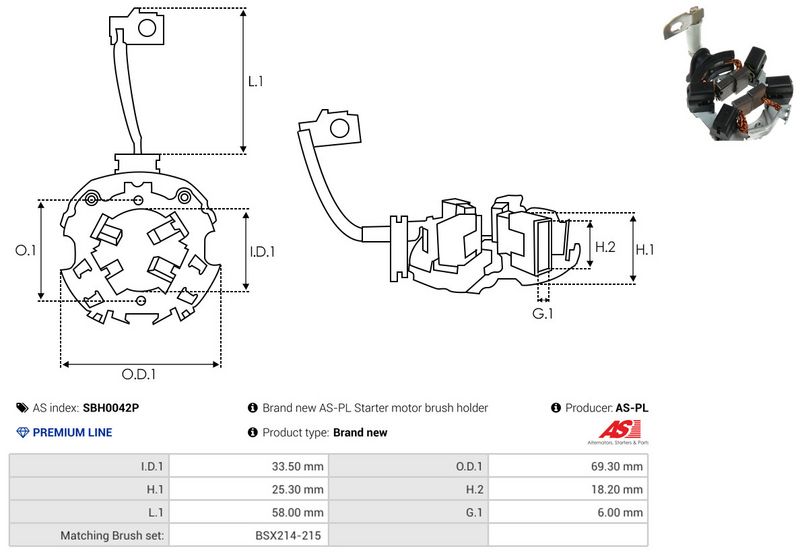 AS-PL SBH0042P Holder, carbon brushes