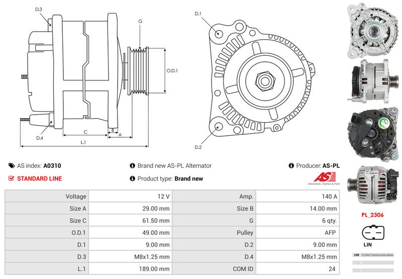 AS-PL A0310 Alternator