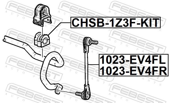 Remondikomplekt, stabilisaatorilaager, FEBEST CHSB-1Z3F-KIT