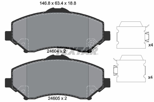 Комплект гальмівних накладок, дискове гальмо, Textar 2460401