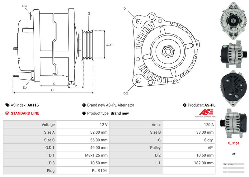 AS-PL A0116 Alternator