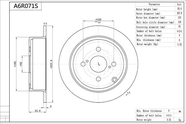 AISIN A6R071S Brake Disc