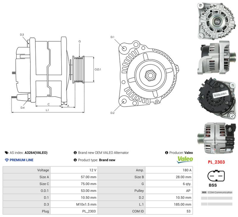 Generaator, AS-PL A3264(VALEO)