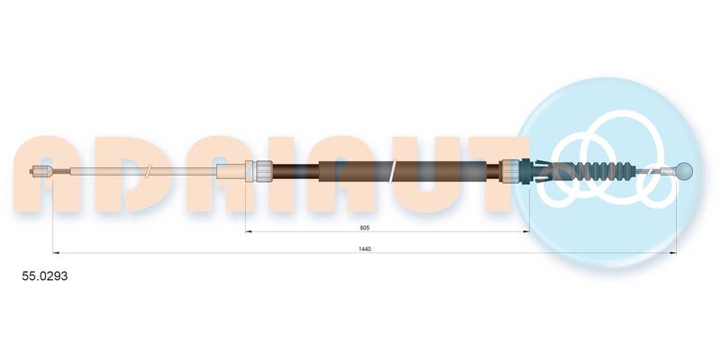 Тросовий привод, стоянкове гальмо, AUDI A3, SEAT LEON, SKODA OCTAVIA, VW GOLF V, VI 1.2-2.0 01.03- (1443/805 ММ.), Adriauto 55.0293