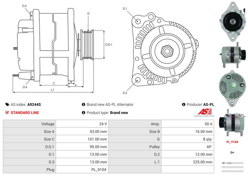 AS-PL A9244S Alternator