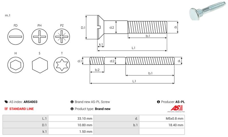 Remondikomplekt, generaator, AS-PL ARS4003