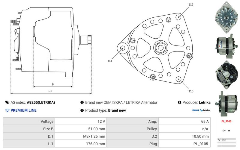 AS-PL A9255(LETRIKA) Alternator