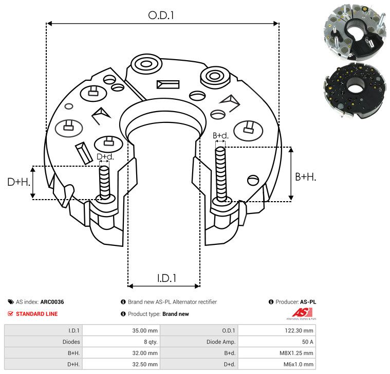 AS-PL ARC0036 Rectifier, alternator