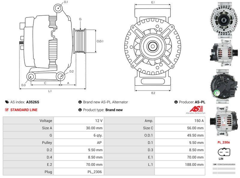 AS-PL A3526S Alternator