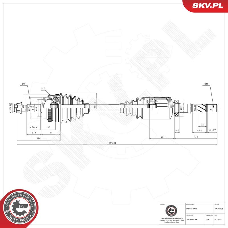 ESEN SKV 40SKV106 Drive Shaft