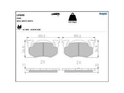 DELPHI LP699 Brake Pad Set, disc brake