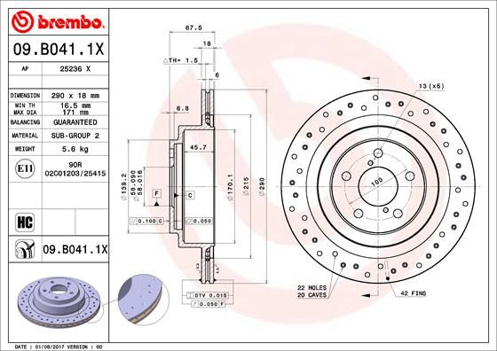 BREMBO Remschijf 09.B041.1X