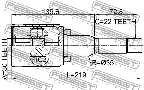 Комплект шарнірів, приводний вал, Febest 1011T300LH