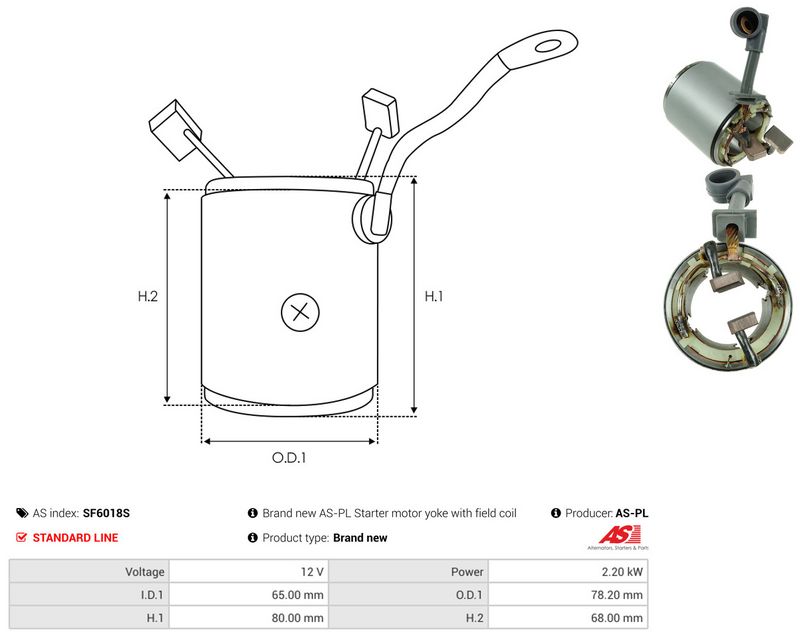 AS-PL SF6018S Field Winding, starter