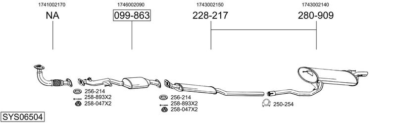 BOSAL kipufogórendszer SYS06504