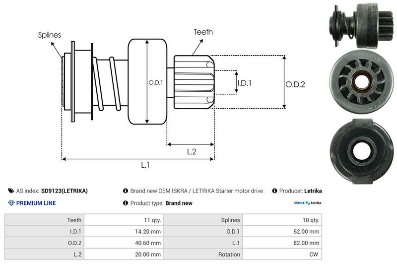 AS-PL SD9123(LETRIKA) Freewheel Gear, starter