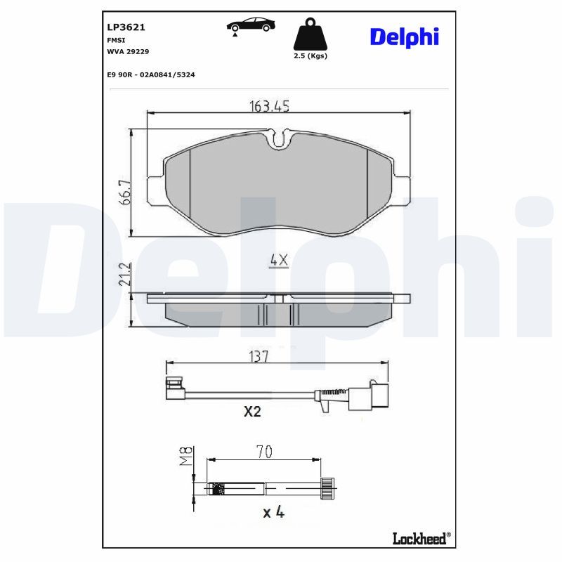DELPHI LP3621 Brake Pad Set, disc brake