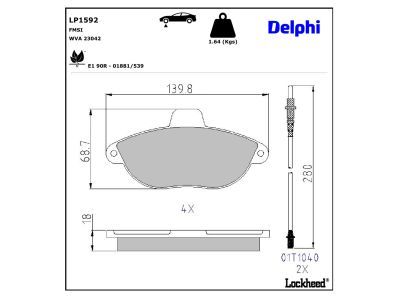 DELPHI LP1592 Brake Pad Set, disc brake