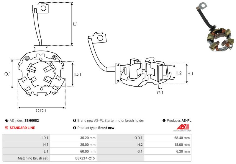 Kinnitus, süsinikuharjad, AS-PL SBH0082