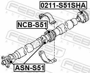 FEBEST NCB-S51 Bearing, propshaft centre bearing