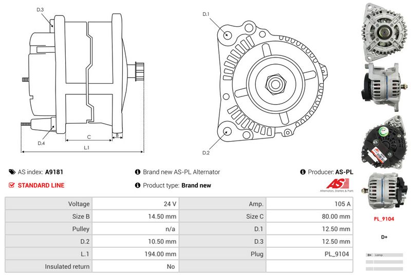AS-PL A9181 Alternator