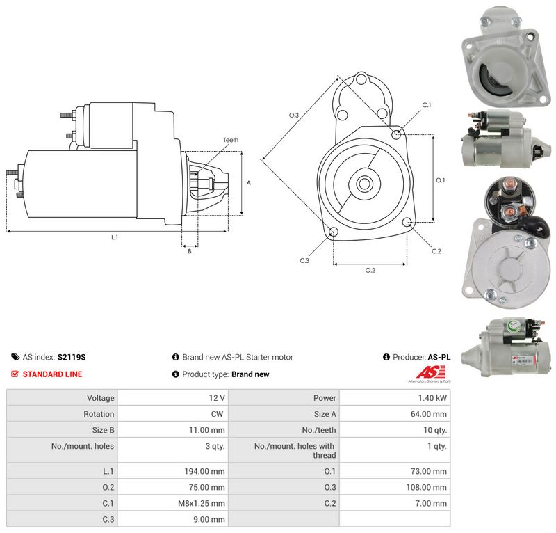 Starter, AS-PL S2119S