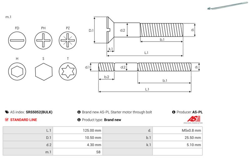 AS-PL SRS5052(BULK) Repair Set, alternator