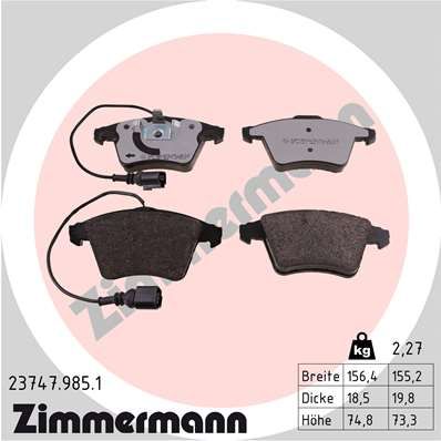 ZIMMERMANN fékbetétkészlet, tárcsafék 23747.985.1