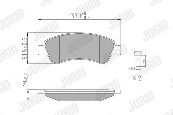 JURID CITROEN Тормозные колодки передние Berlingo,C2,3,4,DS3,Peugeot 97-