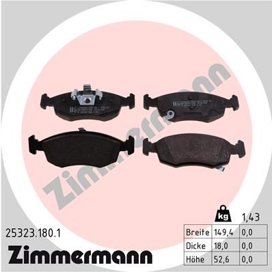 Комплект гальмівних накладок, дискове гальмо, Zimmermann 25323.180.1