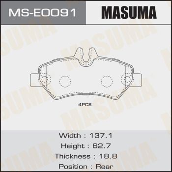 Комплект гальмівних колодок, Masuma MS-E0091