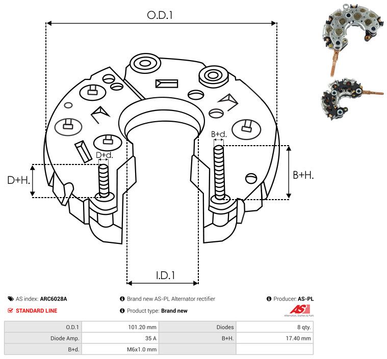 AS-PL ARC6028A Rectifier, alternator