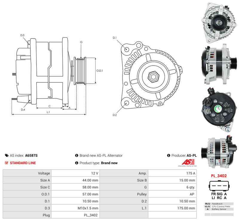 Generaator, AS-PL A6587S