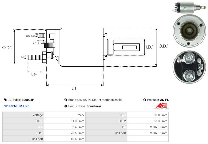AS-PL SS0098P Solenoid Switch, starter
