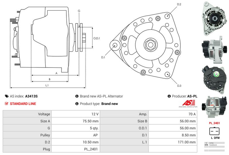 AS-PL A3413S Alternator