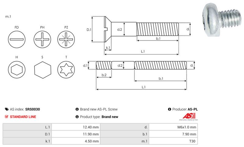 Remondikomplekt, generaator, AS-PL SRS0030