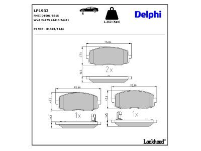 DELPHI LP1933 Brake Pad Set, disc brake