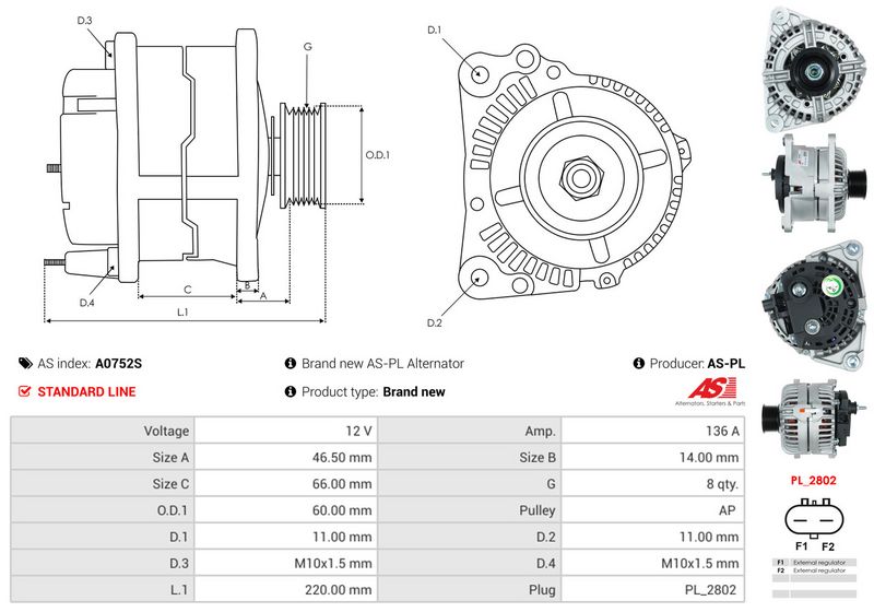 AS-PL A0752S Alternator