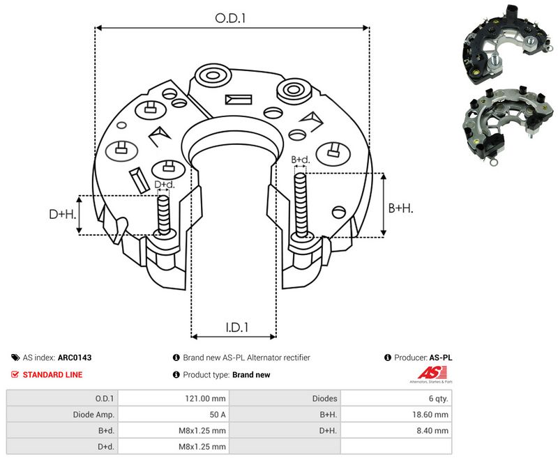 AS-PL ARC0143 Rectifier, alternator