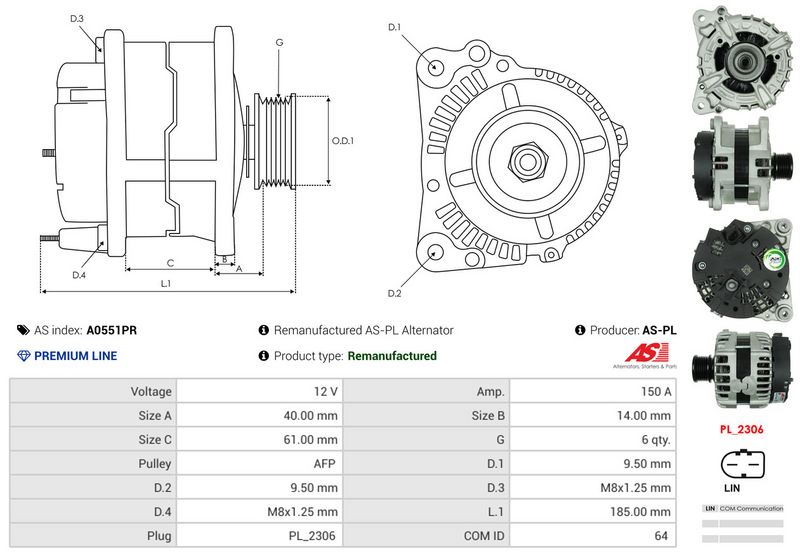 AS-PL A0551PR Alternator