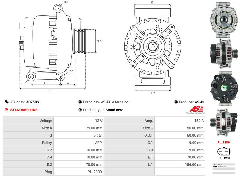 AS-PL A0750S Alternator