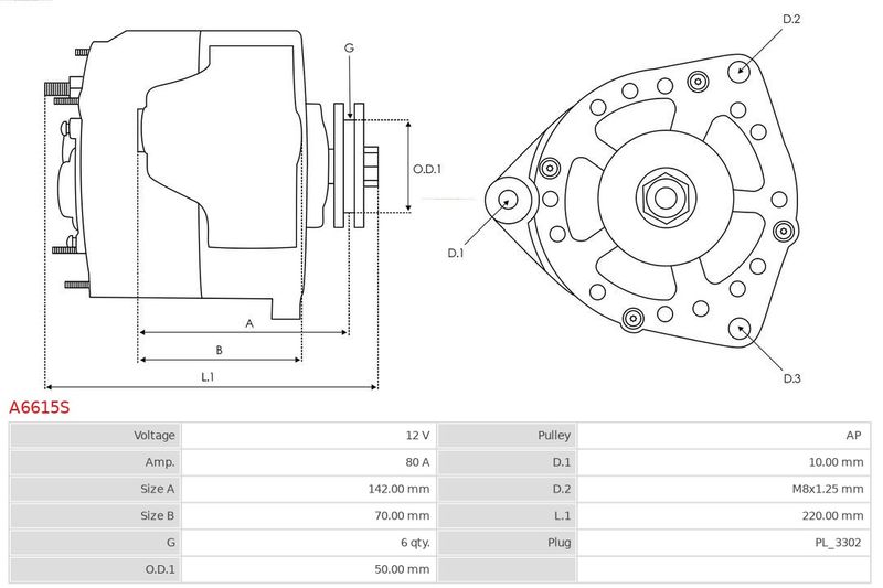 AS-PL A6615S Alternator