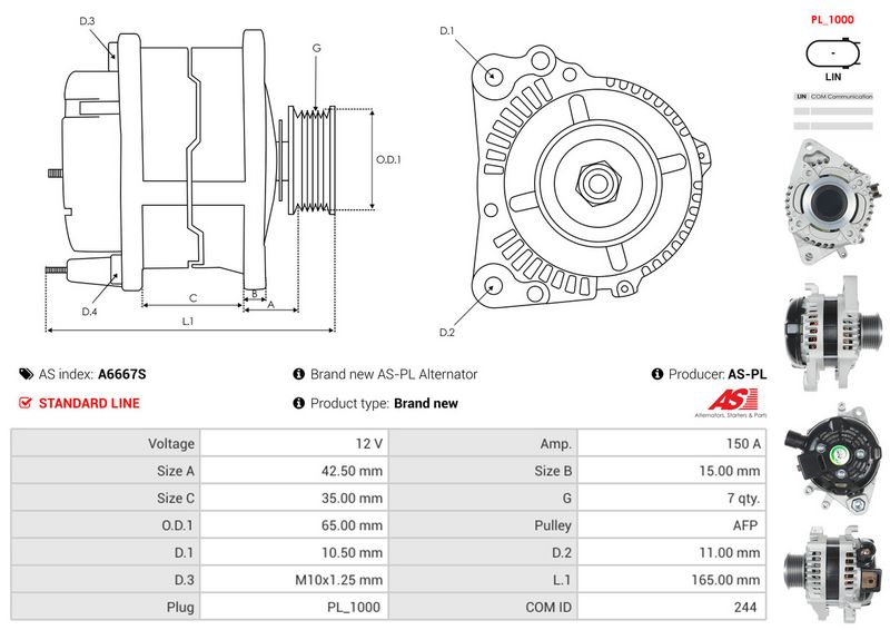 AS-PL A6667S Alternator